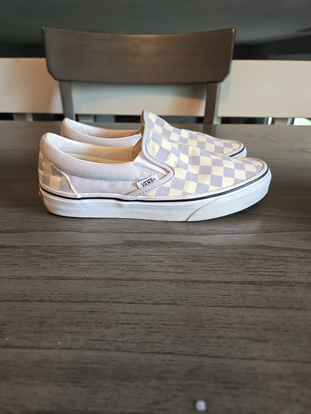 Vans Classic Slip-On Checkerboard Gray Dawn Blue White Size 6.5 Womens